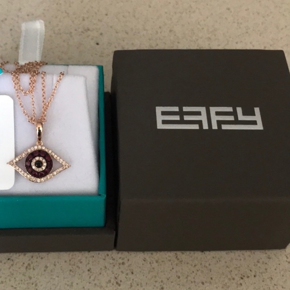 $1,495 EFFY Ruby Evil Eye Rose Gold Necklace NEW - Picture 1 of 8